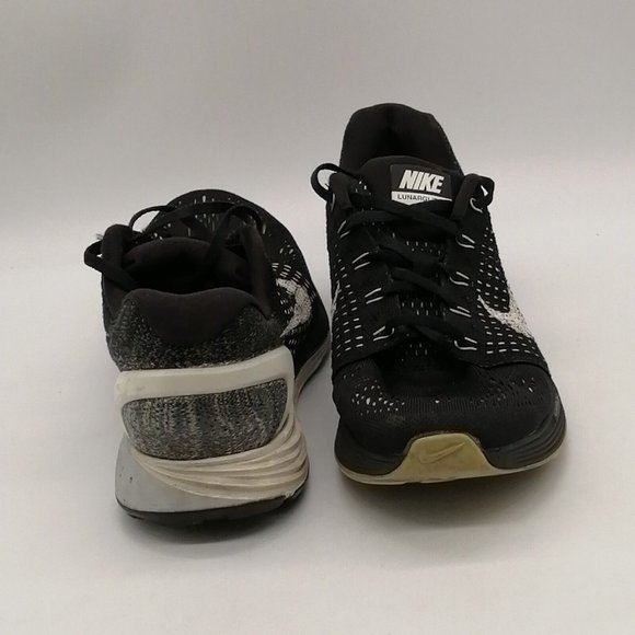 Nike Mens LunarGlide 7 Lace Up Sneakers‎ Black White Low Top Round Toe 8.5 - Picture 3 of 10